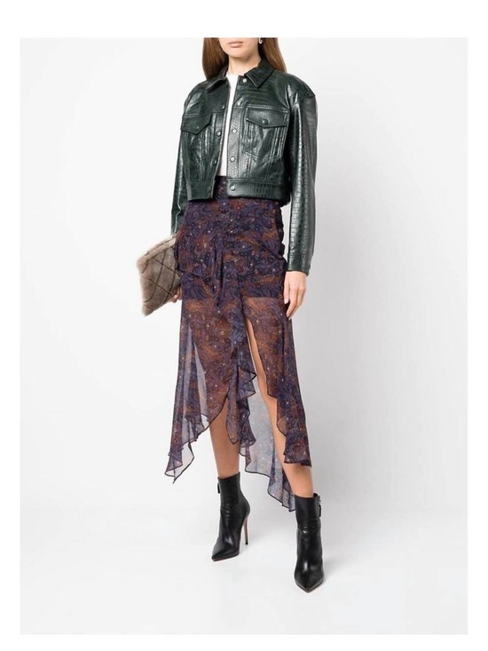 Veronica Beard Dresses & Skirts - Veronica Beard Purple and Brown Sheer Asymmetrical Midi Skirt